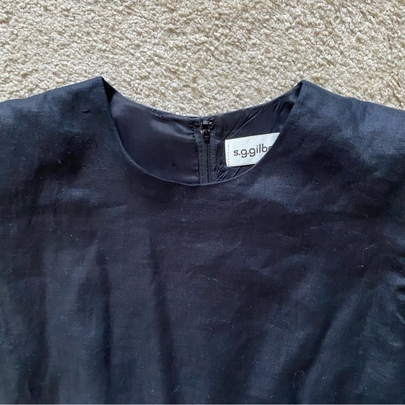 VTG ~ 1980s ~ S. G. Gilbert ~ Black Linen Sheath Dress ~ Lined ~ Lace ~ Size 14 - Picture 4 of 6